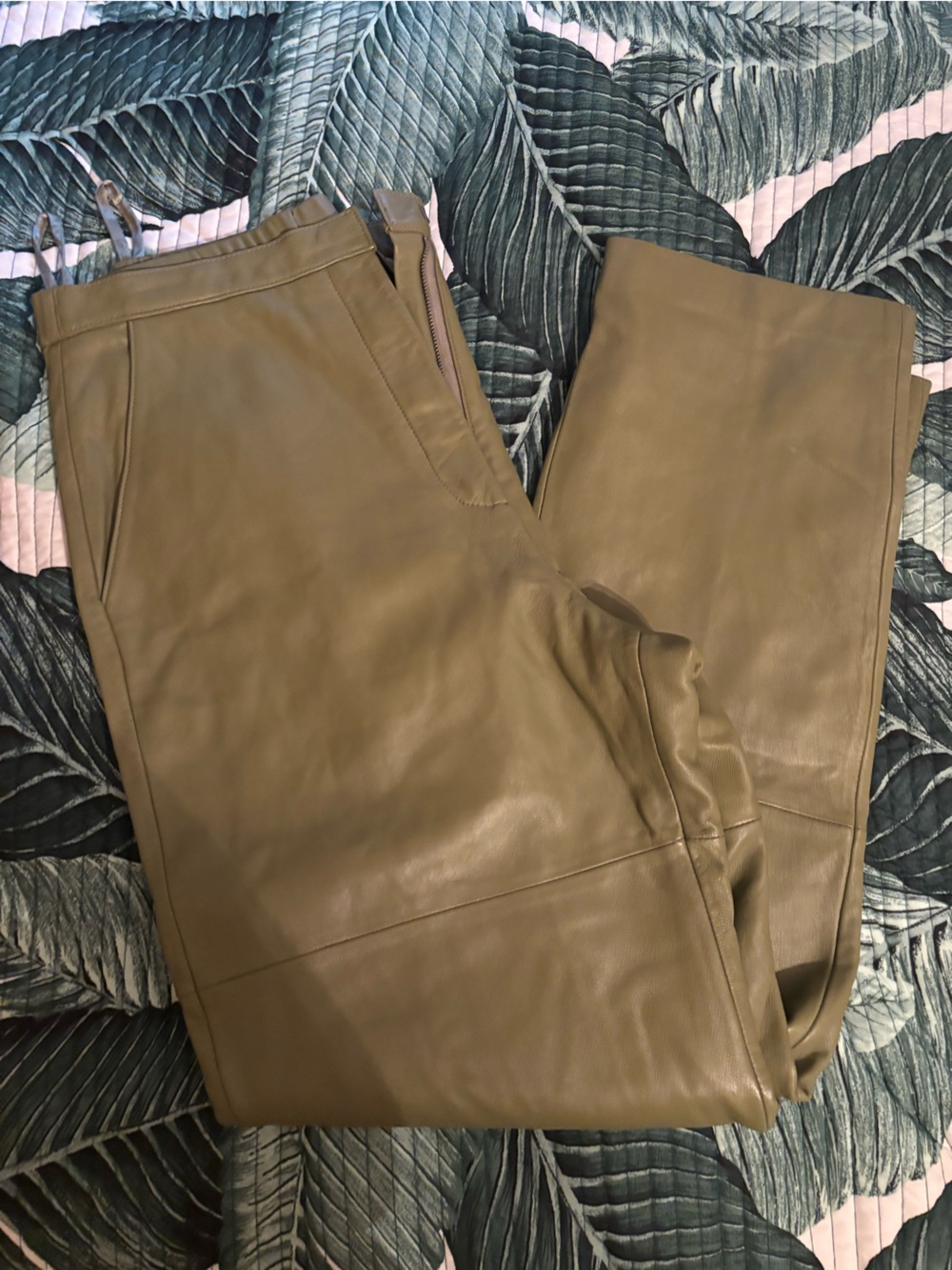 Terry Lewis 100% genuine leather Olive Pants